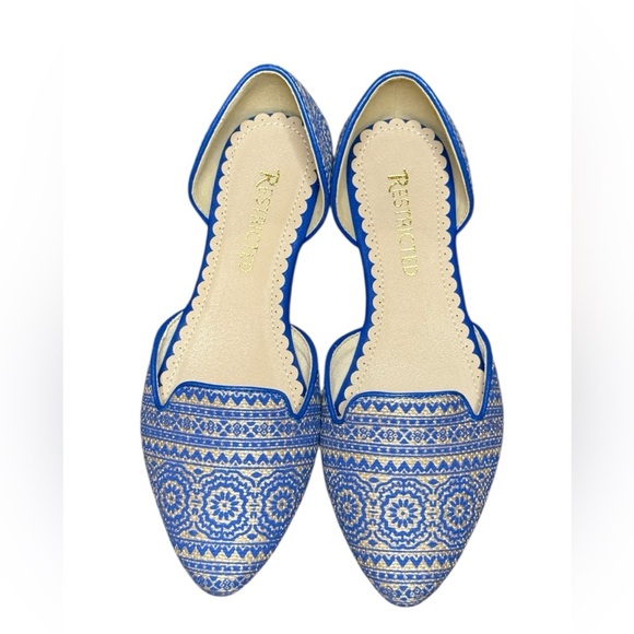 ModCloth Restricted Women's Blue Geometric Glenview Bohemian Flats size 6.5 - Picture 1 of 8